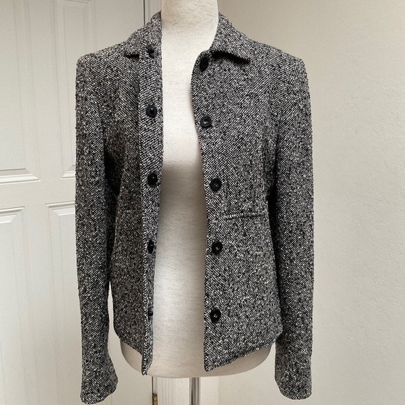 MaxMara Tweed Leather Trim Wool Jacket Size 4 - Picture 10 of 16